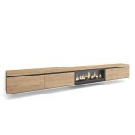Meuble tv banc tl 368x35x45 feu lectrique xxl led suspendu mural couleur chne rf3691
