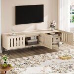 Meuble tv bas de 160 cm pour salon style minimaliste bois naturel massif design ajour� adapt� aux t�l�viseurs ...
