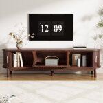 Meuble tv bas 165 cm marron pour �cran 65 pouces buffet avec porte coulissante et abattante banc t�l�vision ...