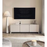Meuble tv bas 3 portes ? lummo ? 156 cm ? gris cachemire