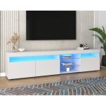 Meuble tv bas brillant avec éclairage led 180 cm - meuble tv - 3 portes et étagère en verre 180 x 35 ... Meuble tv bas brillant avec éclairage led 180 cm - meuble tv - 3 portes et étagère en verre 180 x 35 ...