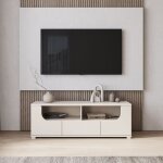 Meuble tv bas avec tiroir et niches ouvertes ? valles ? 130 cm ? gris cachemire