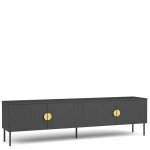 Meuble tv bas vidis style industriel noir pieds métal - l 200 x p 40 x h 54 cm Meuble tv bas vidis style industriel noir pieds métal - l 200 x p 40 x h 54 cm