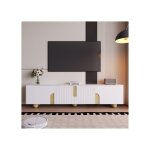 Meuble tv bas 180 x 40 x 44 cm avec 4 portes et pieds en bois sph�rique meuble tv avec aspect marbre ...