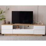Meuble tv blanc de 180 cm de long 5 vantaux de porte avec 2 cloisons ouvertes - 180 x 38 x 46 cm - meuble ... Meuble tv blanc de 180 cm de long 5 vantaux de porte avec 2 cloisons ouvertes - 180 x 38 x 46 cm - meuble ...
