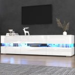 Meuble tv blanc haute brillant 2 portes 1 tiroir de rangement avec led pour armoire tv 70 pouces buffet ... Meuble tv blanc haute brillant 2 portes 1 tiroir de rangement avec led pour armoire tv 70 pouces buffet ...