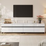 Meuble tv blanc laqué 180 cm banc tv avec 4 placards et Étagères réglables lowboard moderne à 8 pieds ... Meuble tv blanc laqué 180 cm banc tv avec 4 placards et Étagères réglables lowboard moderne à 8 pieds ...