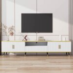 Meuble tv blanc moderne 200 x 40 x 46 cm meuble tv bas 4 portes et 1 tiroir et compartiments de rangement ... Meuble tv blanc moderne 200 x 40 x 46 cm meuble tv bas 4 portes et 1 tiroir et compartiments de rangement ...