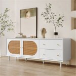 Meuble tv blanc pratique avec pieds en bois véritable et beaucoup despace de rangement - 2 tiroirs 135 ... Meuble tv blanc pratique avec pieds en bois véritable et beaucoup despace de rangement - 2 tiroirs 135 ...