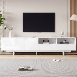 Meuble tv boh�me moderne design g�om�trique blanc rangement minimaliste pour tv jusqu?� 90?pouces