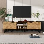 Meuble tv en bois meuble tv avec 2 portes et 2 compartiments meuble tl de 160cm longueur design tiss ...