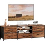 Meuble tv en bois avec 5 tiroirs et �tageres ouvertesbanc tv noir pour tel�viseur jusqu� 65 poucesmeuble ...