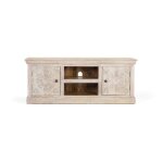 Meuble tv en bois de manguier - 152x48x60 cm - 2 portes - 2 compartiments - finition sable