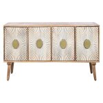 Meuble tv en bois de manguier coloris naturel blanc - longueur 145 x profondeur 40 x hauteur 60 cm