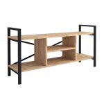 Meuble tv en bois et m�tal coloris ch�ne cambrian noir - longueur 120 x profondeur 35 x hauteur 61 cm ...