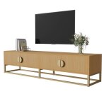 Meuble tv en bois meuble t�l� 180 cm avec 4 portes poign�es demi - rondes meuble de rangement moderne ...