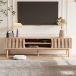 Meuble tv bois meuble tele avec armoires de rangement et portes mobilier contemporain meuble tv bas pour ...