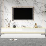 Meuble tv brillant 200 x 40 x 40 cm - 3 tiroirs - panneaux de particules - blanc