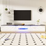 Meuble tv brillant avec lumire led 3 rabats comme espace de rangement meuble bas suspendu ou debout ...