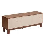 Meuble tv buffet bas 2 portes et 1 tiroir coloris marron / beige - longueur 140 x profondeur 40 x hauteur ... Meuble tv buffet bas 2 portes et 1 tiroir coloris marron / beige - longueur 140 x profondeur 40 x hauteur ...