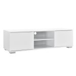 Meuble tv bas televiseur panneaux de particules 120 cm blanc