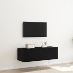 Meuble tv - chne noir - 100x35x31 cm - clairage led - style contemporain