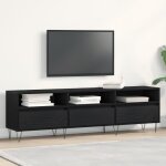 Meuble tv - chne noir - 150x30x445 cm - bois dingnierie - style contemporain