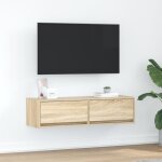Meuble tv - chne sonoma - 100x31x255 cm - 2 tiroirs - style contemporain