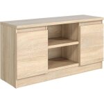 Meuble tv chne sonoma mat avec 2 tagres et 2 portes 120 cm meuble tele meuble bas  poser sur le sol ...