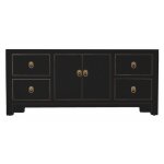 Meuble tv chinois onyx noir - fine asianliving - l 106 cm - h 46 cm - laqu