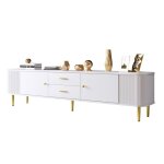 Meuble tv contemporain avec tiroirs meuble tv de salon avec côtés ondulés poignées et jambes dorées 170x34x45c ... Meuble tv contemporain avec tiroirs meuble tv de salon avec côtés ondulés poignées et jambes dorées 170x34x45c ...