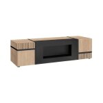 Meuble tv criss avec cheminée bio - éthanol ? 2 portes ? l150 cm ? chêne clair et noir Meuble tv criss avec cheminée bio - éthanol ? 2 portes ? l150 cm ? chêne clair et noir