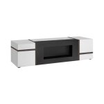 Meuble tv criss avec cheminée bio - éthanol ? blanc brillant ? l150 cm Meuble tv criss avec cheminée bio - éthanol ? blanc brillant ? l150 cm