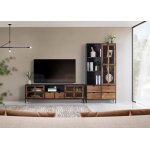 Meuble tv - design industriel - métal et bois de manguier - 2 portes - 2 tiroirs - naturel et noir Meuble tv - design industriel - métal et bois de manguier - 2 portes - 2 tiroirs - naturel et noir