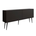 Meuble tv - 170 cm - noir mat - 2 portes - 2 tagres