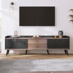 Meuble tv avec deux tiroirs meuble tv plateau tv bas avec deux portes coulissantes. texture dlicate. ...