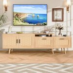 Meuble tv - dreammespace - extensible 115 - 169 cm - ch�ne clair - rangement pratique - style boh�me