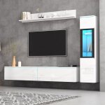 Meuble tv avec �clairage led brillant blanc et �l�ments modulaires meuble tv avec rangement