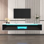 Meuble tv avec �clairage led meuble tv brillant couleur assortie au noir et blanc suspendu ou au sol ...