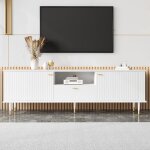 Meuble tv �l�gant avec 1 tiroir et 2 portescompartiments ouvertssurface textur�e peinte170x36x54. 5cmblanc ...