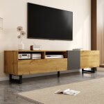 Meuble tv elgant - meuble tv de salon - 3 portes 2 tagres - 170x36. 5x42cm - style industriel - pieds ...