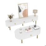 Meuble tv et ensemble de table basse moderne combinaison pour le salon coins arrondis armoires de rangement ... Meuble tv et ensemble de table basse moderne combinaison pour le salon coins arrondis armoires de rangement ...