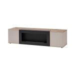 Meuble tv erina avec chemin�e bio - �thanol int�gr�e ? ch�ne clair et beige ? 160 cm