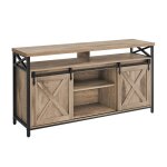 Meuble tv avec Étagères réglables portes imitation grange style rustique cadre en métal marron camel ... Meuble tv avec Étagères réglables portes imitation grange style rustique cadre en métal marron camel ...