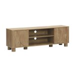 Meuble tv exotique effet bois de manguier 2 portes rversibles 155cm pondi