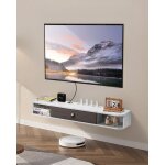 Meuble tv flottant - vevor - 120 cm - console multim�dia murale avec passe - c�bles - pour lecteur dvd ...