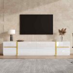 Meuble tv - generique - 180x40x38 cm - blanc laqu� brillant - 4 tiroirs & 2 portes - mdf / pb
