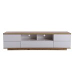 Meuble tv � grain de bois - meuble tv moderne en bloc de couleur blanc - 180 cm