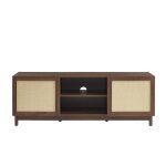 Meuble tv haria effet noyer et rotin 150cm - bois