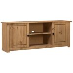 Meuble tv - helloshop26 - 120 x 40 x 50 cm - bois de pin massif - vintage - 2 portes